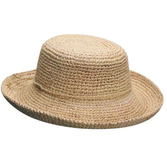 Scala Womens Crochet Raffi Crushable Handcrafted Packable Natural One Size Hat - Picture 4 of 9